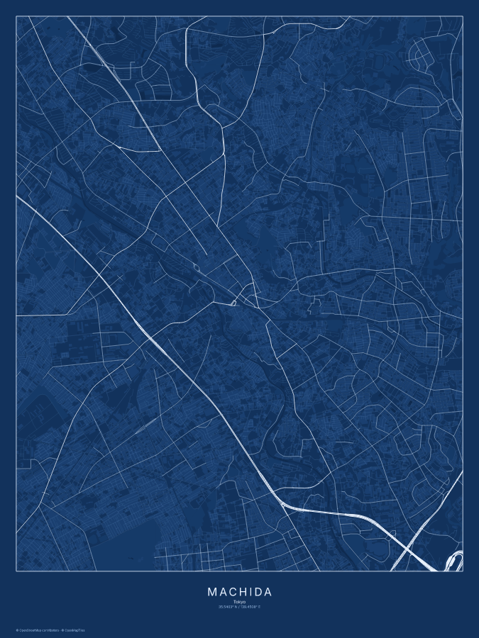 Machida map poster, blueprint style