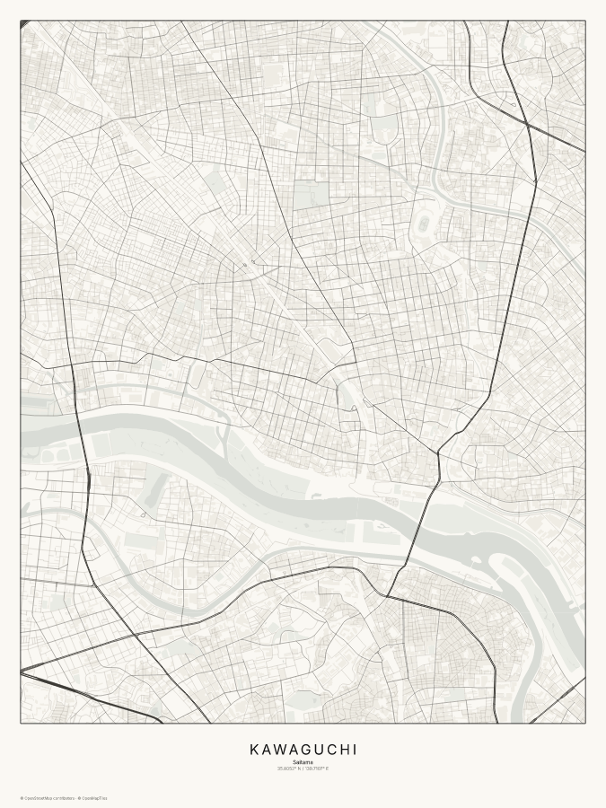 Kawaguchi map poster, classic style