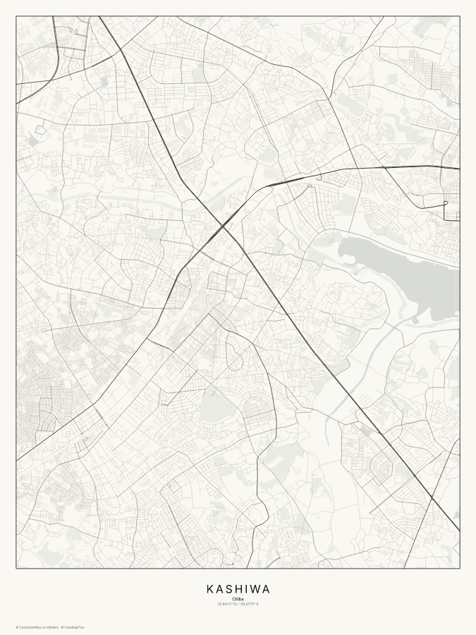 Kashiwa map poster, classic style