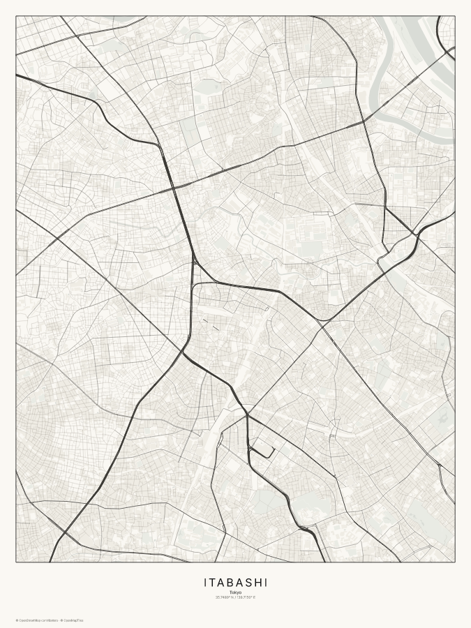 Itabashi map poster, classic style