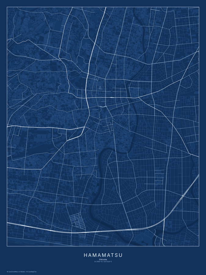 Hamamatsu map poster, blueprint style