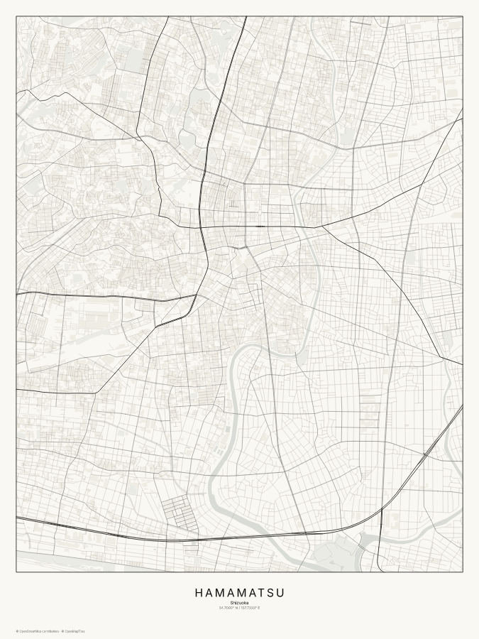 Hamamatsu map poster, classic style