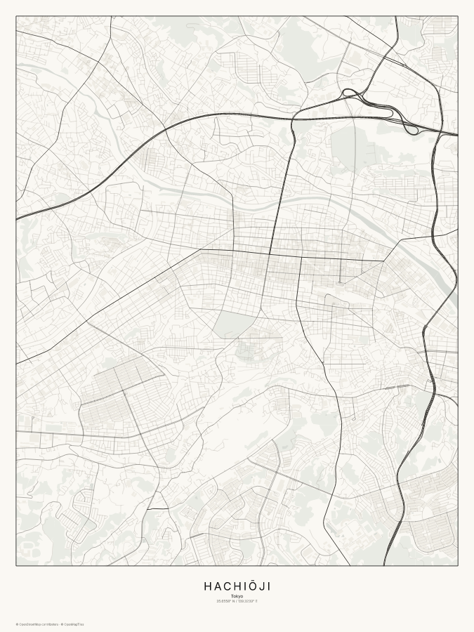 Hachiōji map poster, classic style