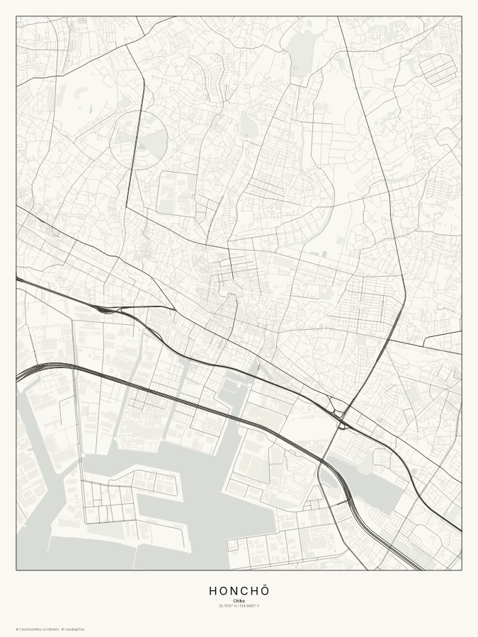 Honchō map poster, classic style