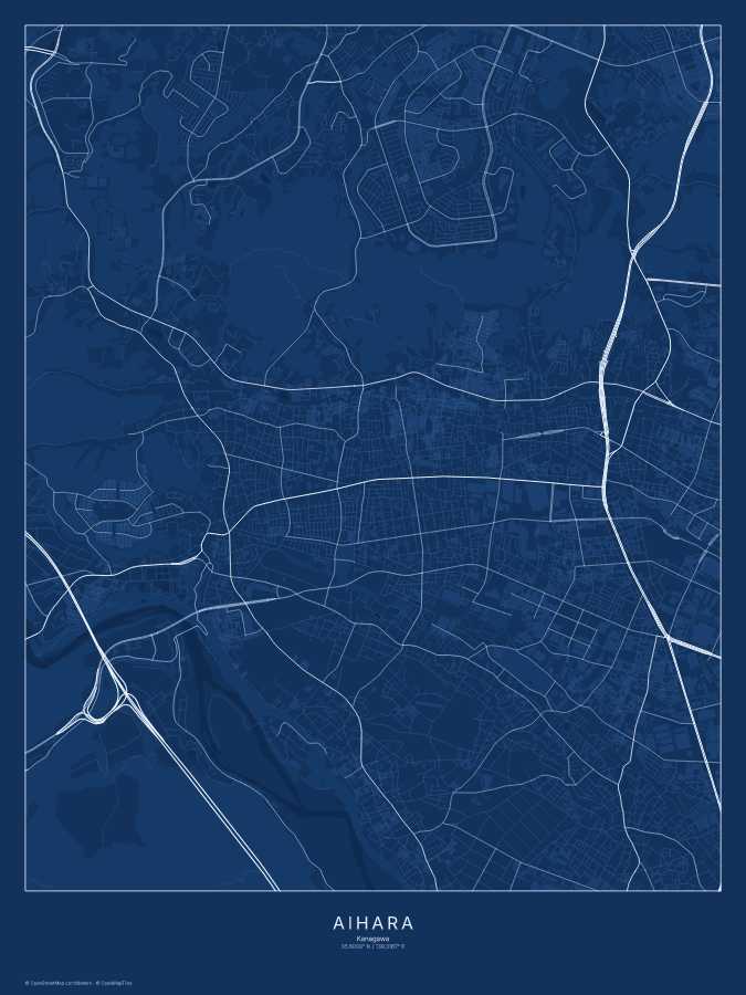 Aihara map poster, blueprint style