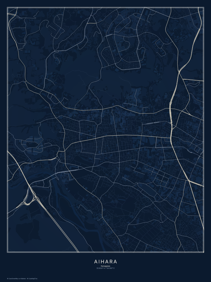Aihara map poster, midnight style