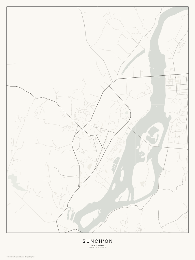 Sunch’ŏn map poster, classic style