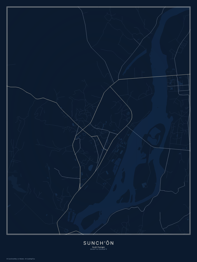 Sunch’ŏn map poster, midnight style