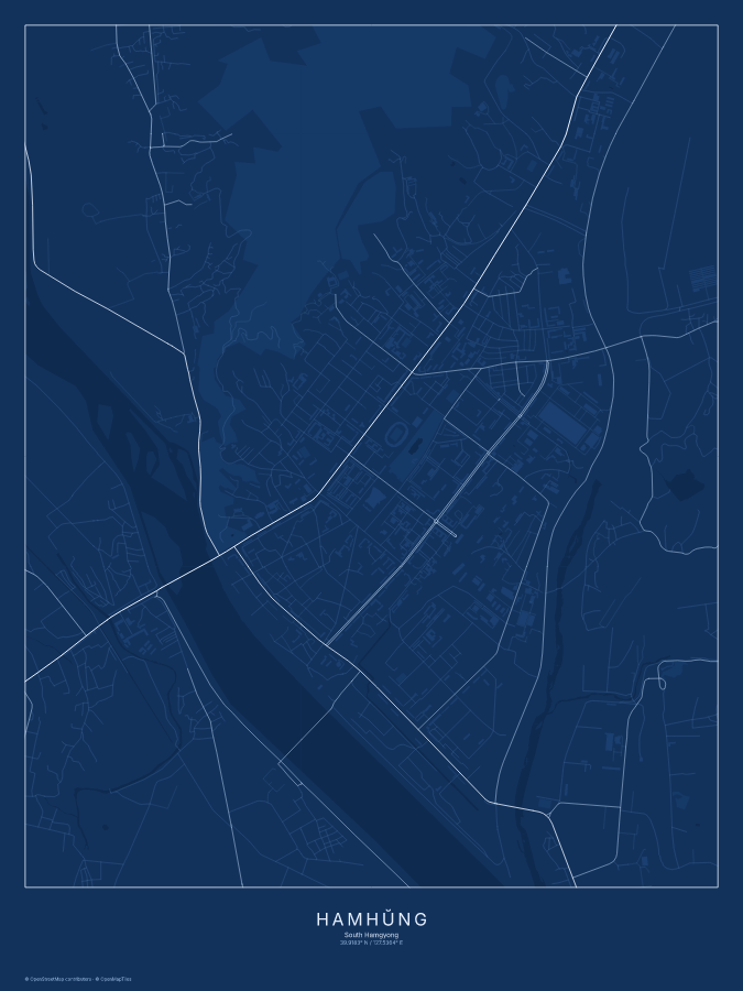 Hamhŭng map poster, blueprint style