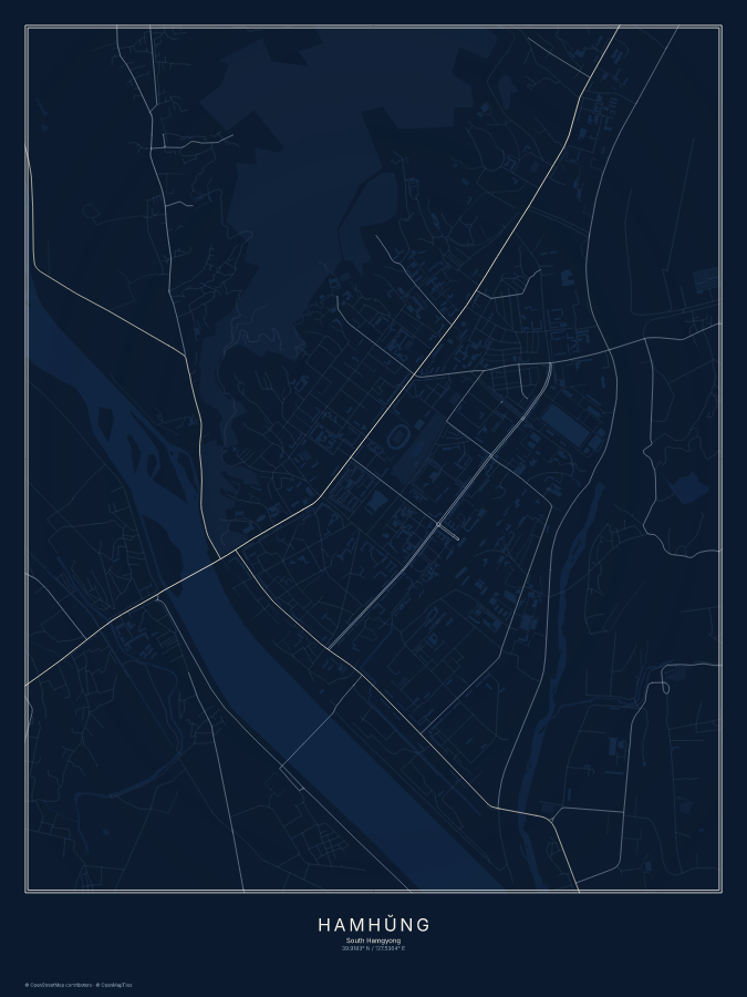 Hamhŭng map poster, midnight style