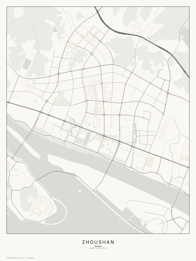Zhoushan map poster, classic style
