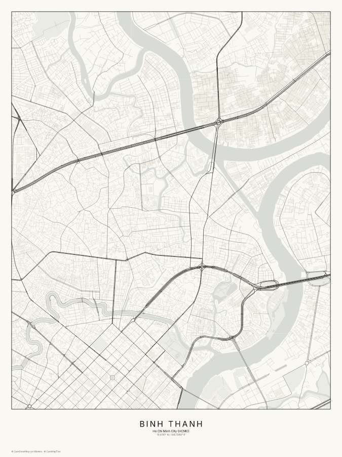 Bình Thạnh map poster, classic style