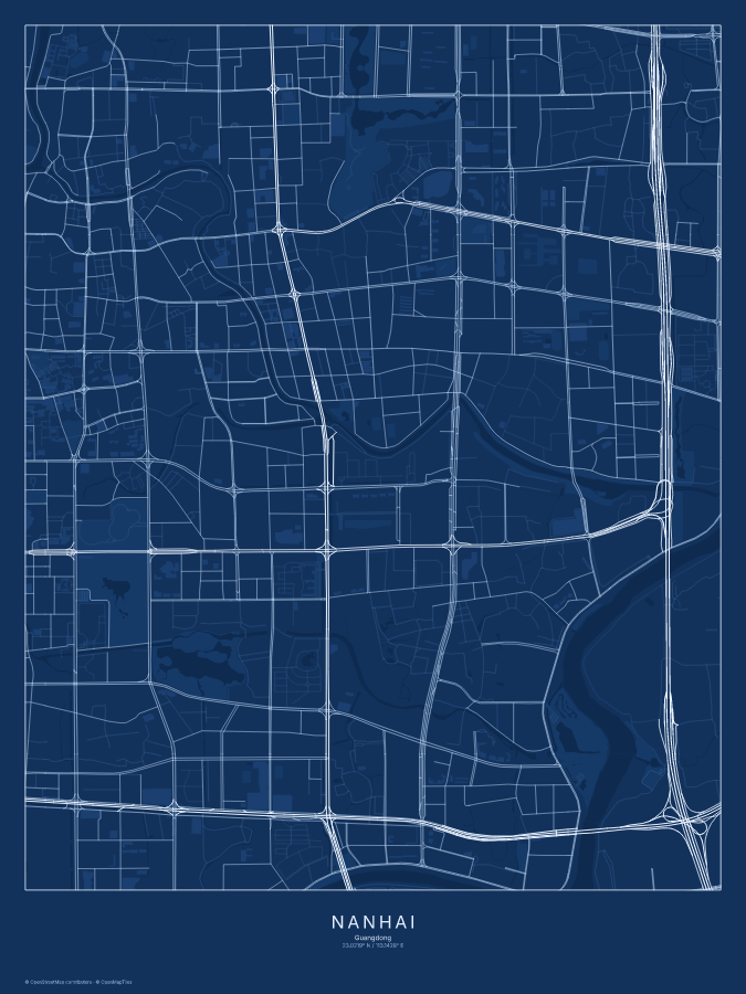 Nanhai map poster, blueprint style