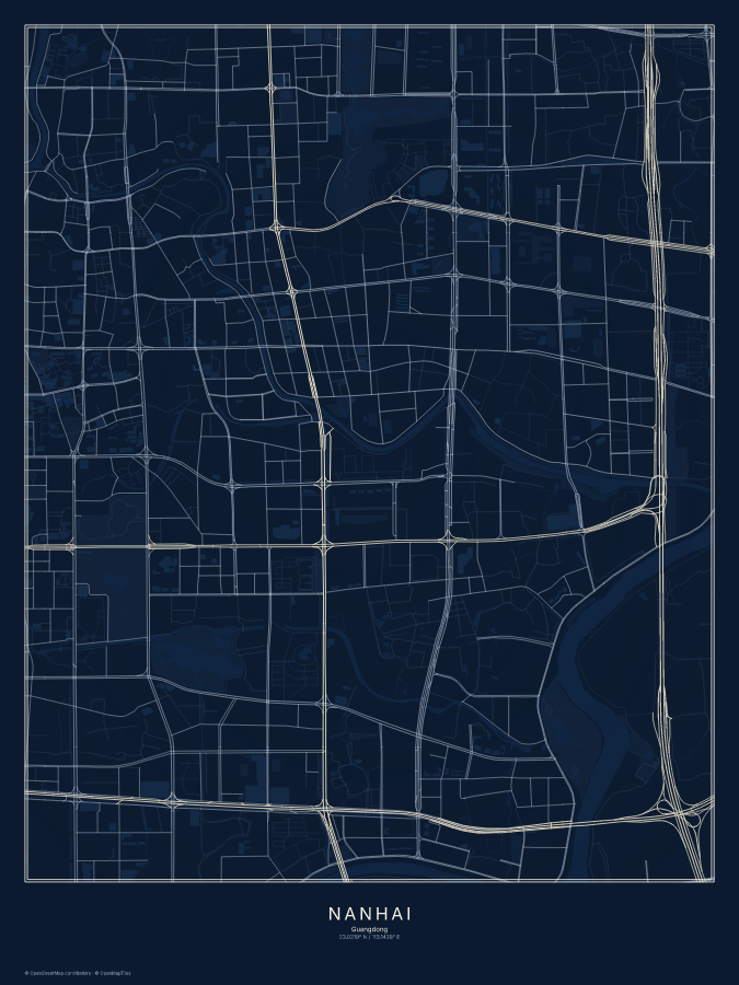 Nanhai map poster, midnight style
