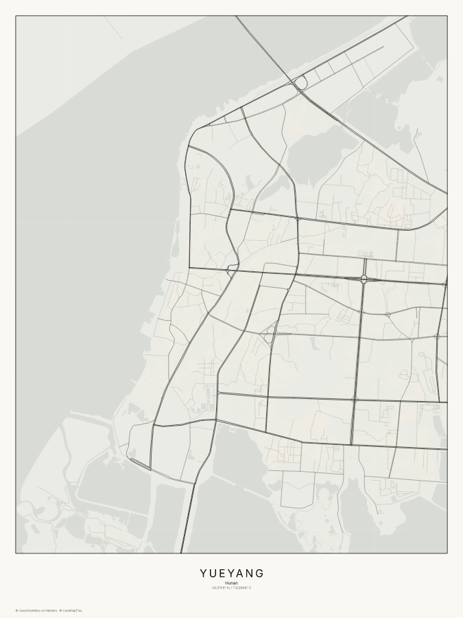 Yueyang map poster, classic style