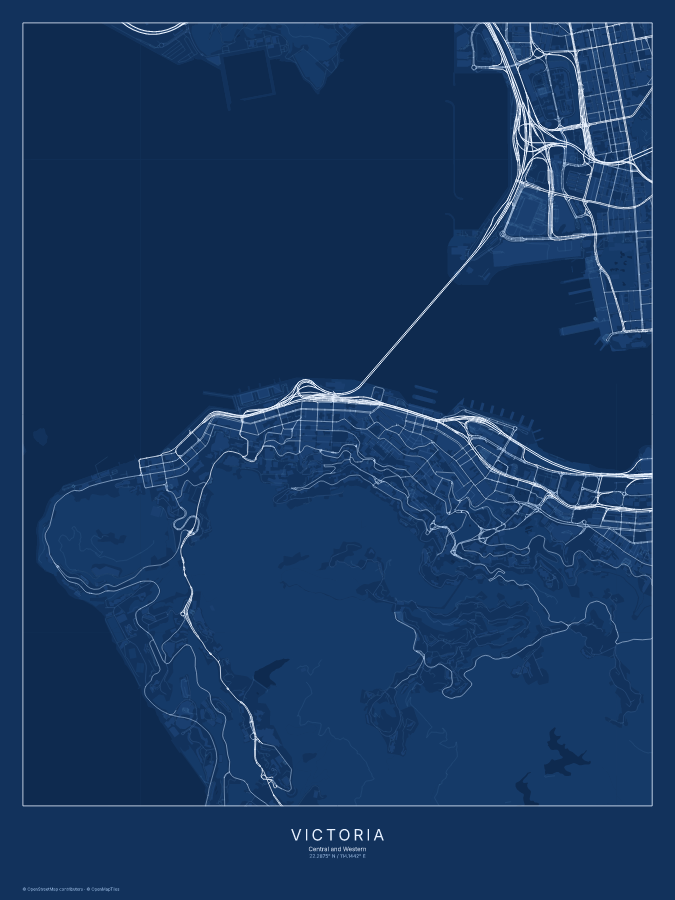 Victoria map poster, blueprint style
