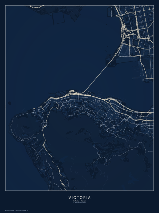 Victoria map poster, midnight style