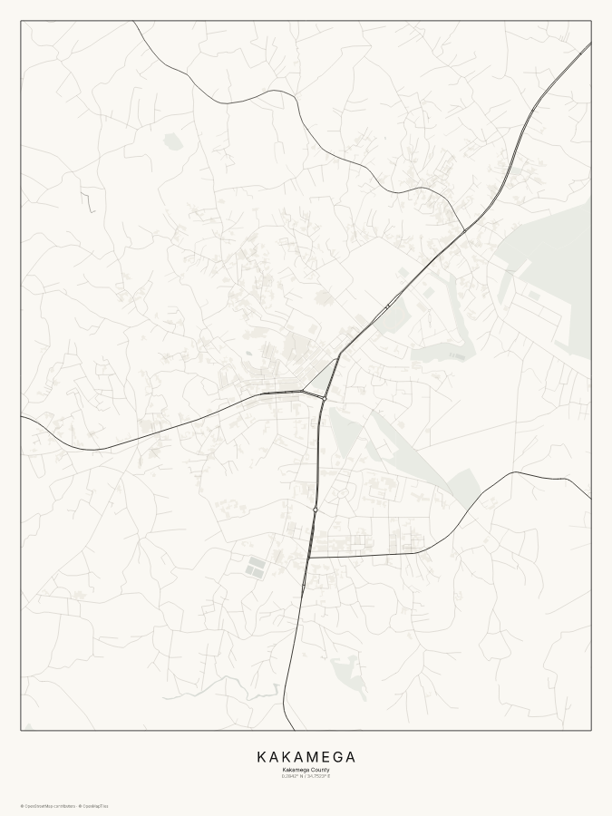 Kakamega map poster, classic style