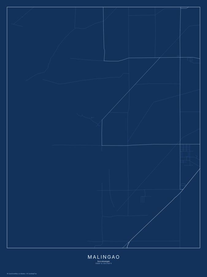 Malingao map poster, blueprint style