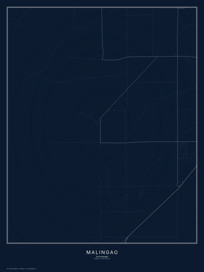 Malingao map poster, midnight style