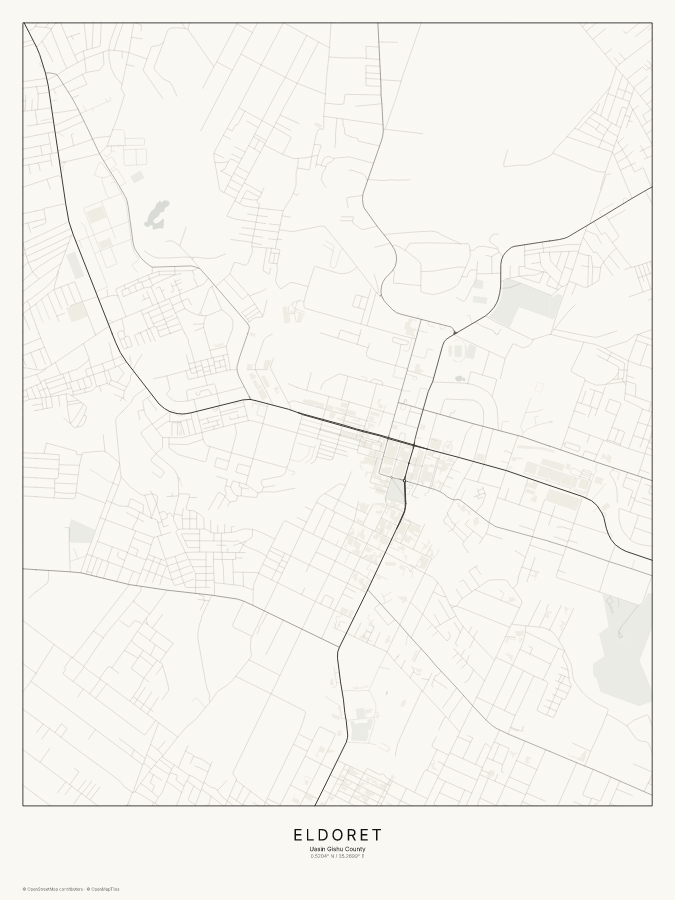 Eldoret map poster, classic style