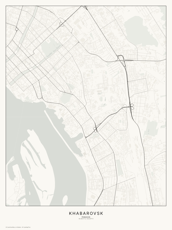 Khabarovsk map poster, classic style
