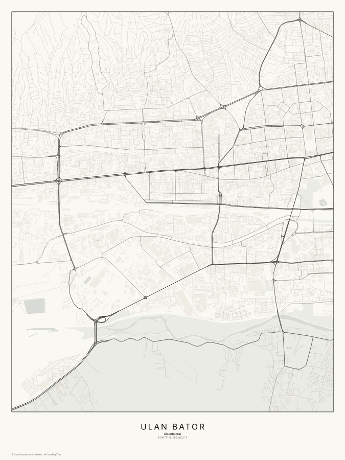 Ulan Bator map poster, classic style