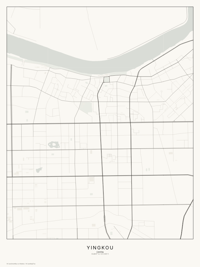 Yingkou map poster, classic style
