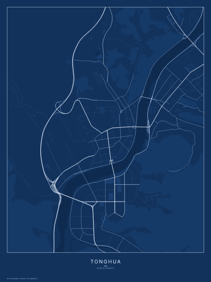 Tonghua map poster, blueprint style