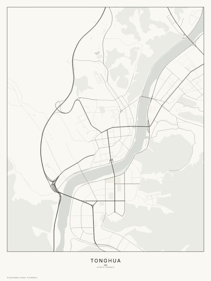 Tonghua map poster, classic style