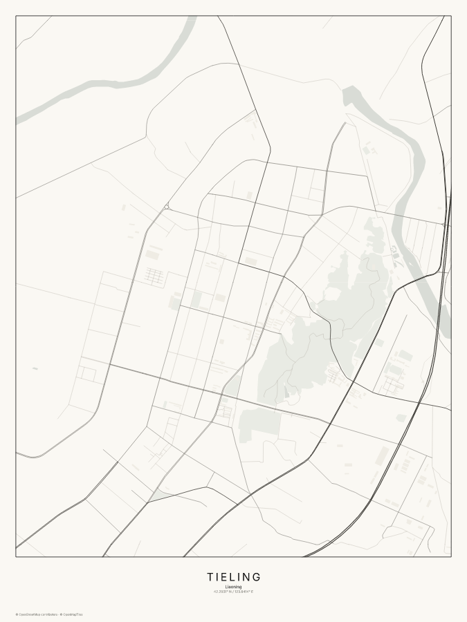 Tieling map poster, classic style