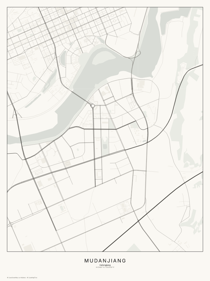 Mudanjiang map poster, classic style