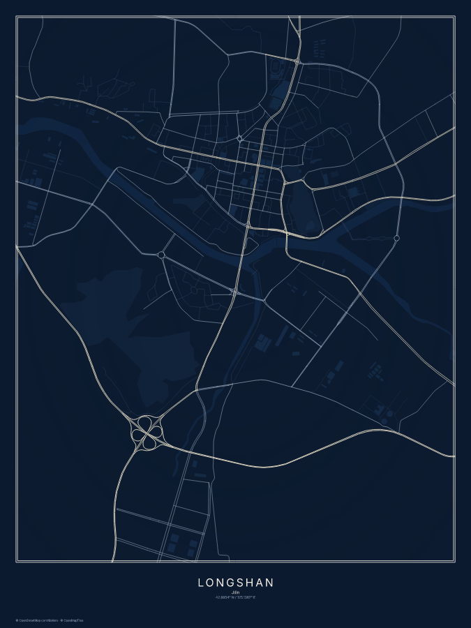 Longshan map poster, midnight style