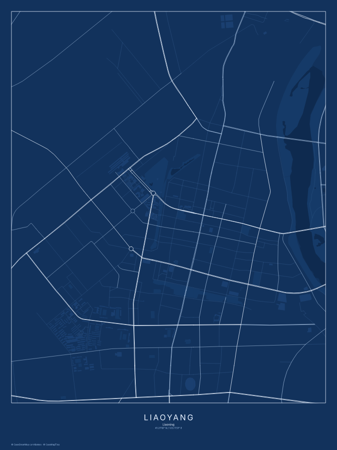 Liaoyang map poster, blueprint style