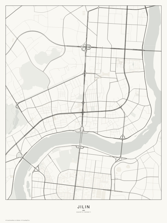 Jilin map poster, classic style