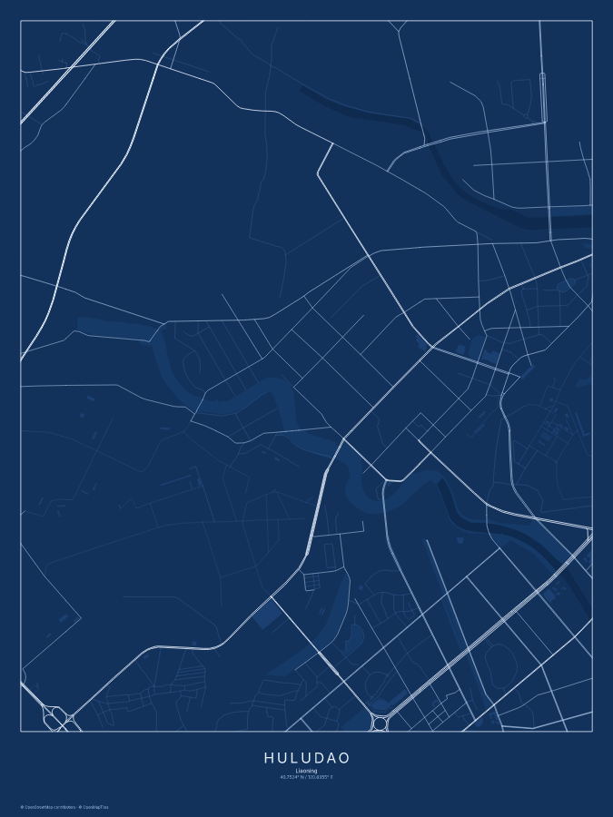 Huludao map poster, blueprint style