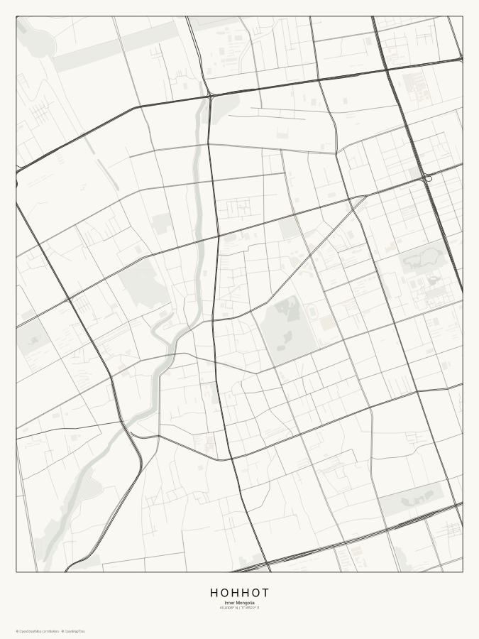 Hohhot map poster, classic style