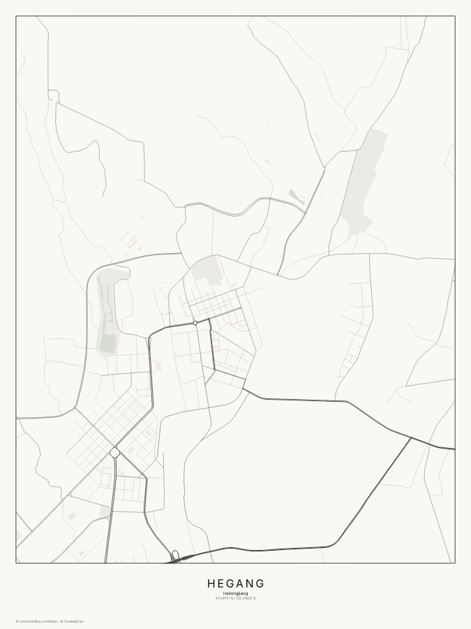 Hegang map poster, classic style