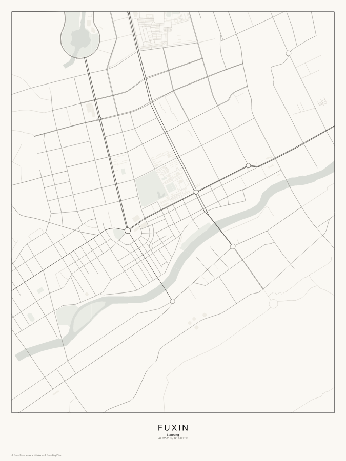 Fuxin map poster, classic style