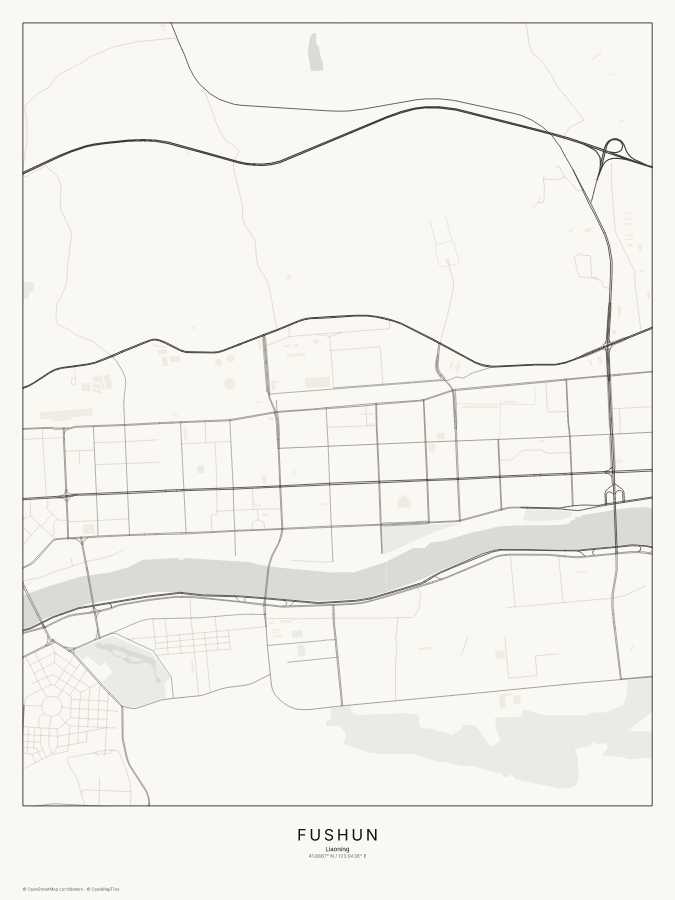 Fushun map poster, classic style