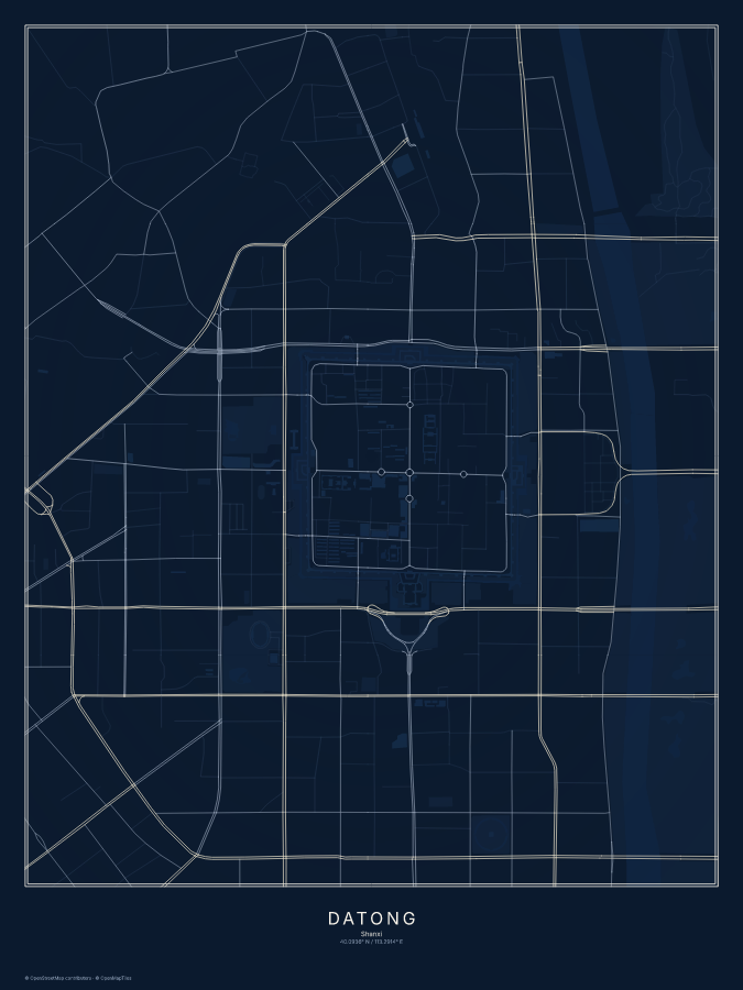 Datong map poster, midnight style