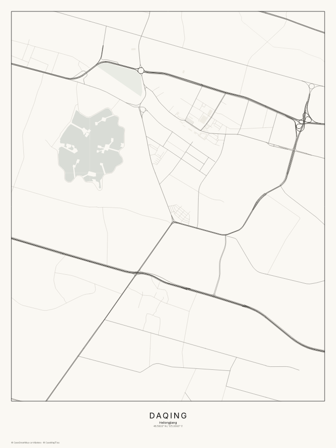 Daqing map poster, classic style