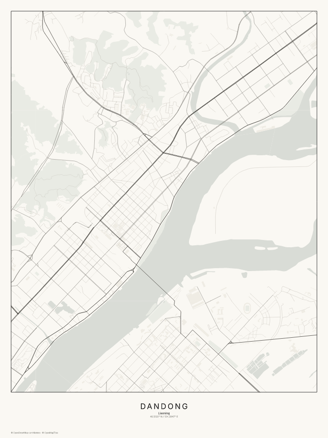 Dandong map poster, classic style