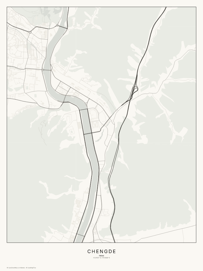 Chengde map poster, classic style