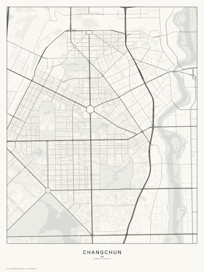 Changchun map poster, classic style