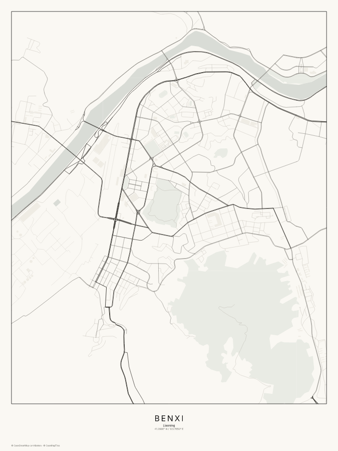 Benxi map poster, classic style