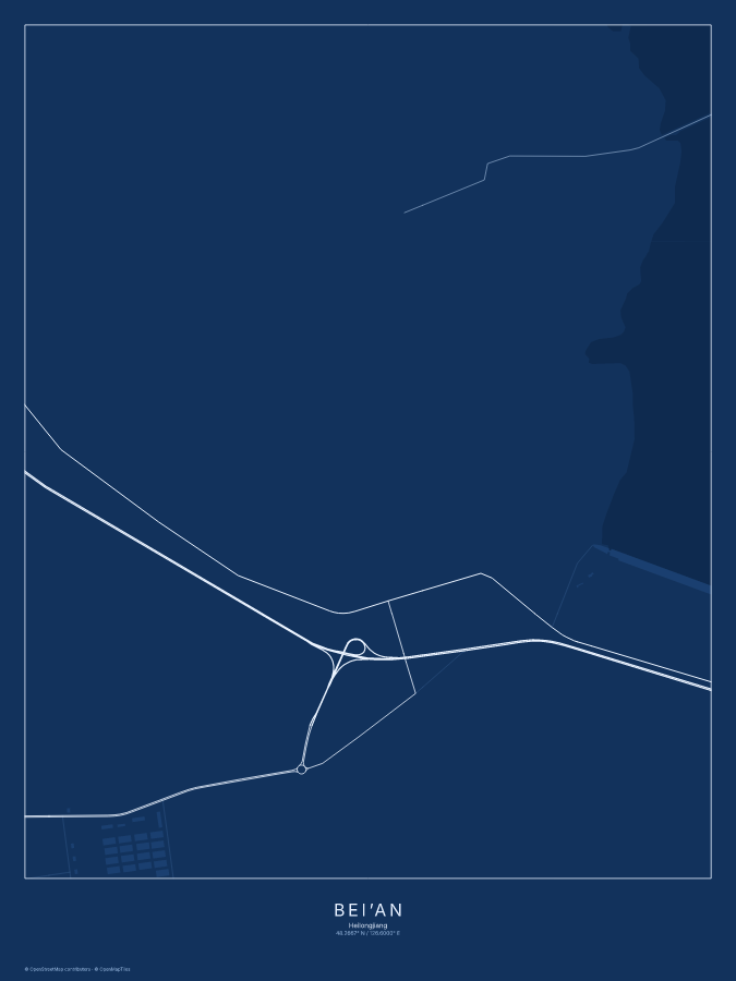 Bei’an map poster, blueprint style