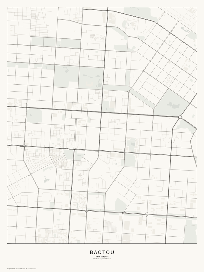 Baotou map poster, classic style