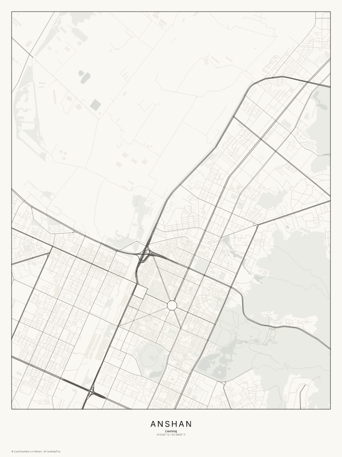 Anshan map poster, classic style