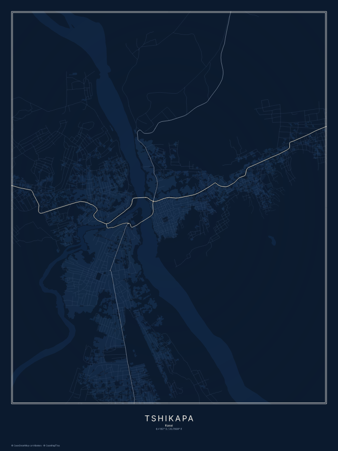 Tshikapa map poster, midnight style